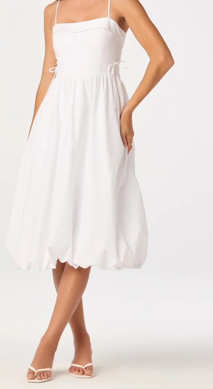 ASTR Dahlia Bubble Hem Midi Dress S NWOT White Bridal Shower Grad Bachelorette